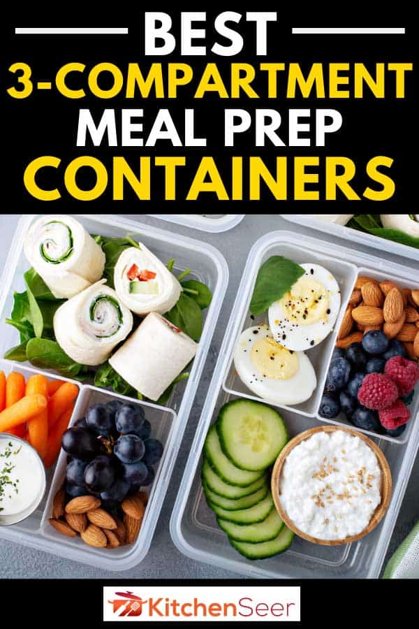 3-compartment饭容器与健康午餐或零食,最好3-compartment餐准备容器