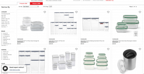 食品容器威廉姆斯索诺玛的页面。