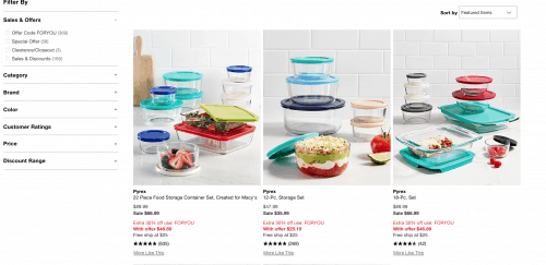 在梅西百货页面食品容器。