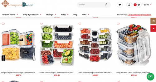 食品容器Homespace装饰的页面。