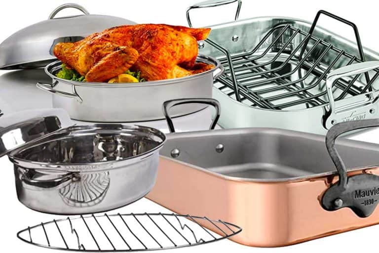 A collage of shallow roasting pans in plain white background, What is Considered a Shallow Roasting Pan?