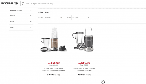 Kohl ' s的网站页面