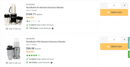 LuckyVitamin网站页面