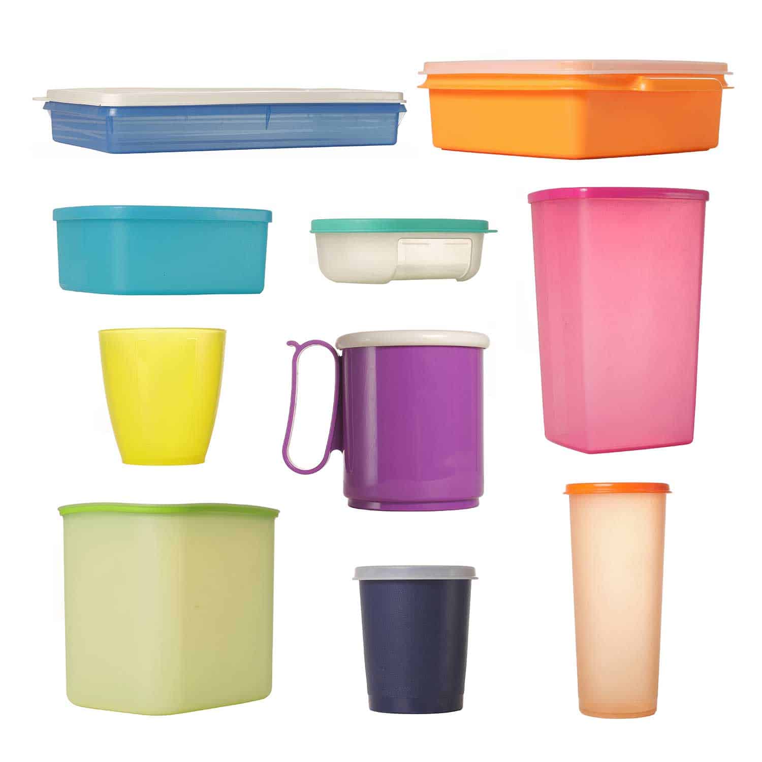 不同的特百惠产品的拼贴画