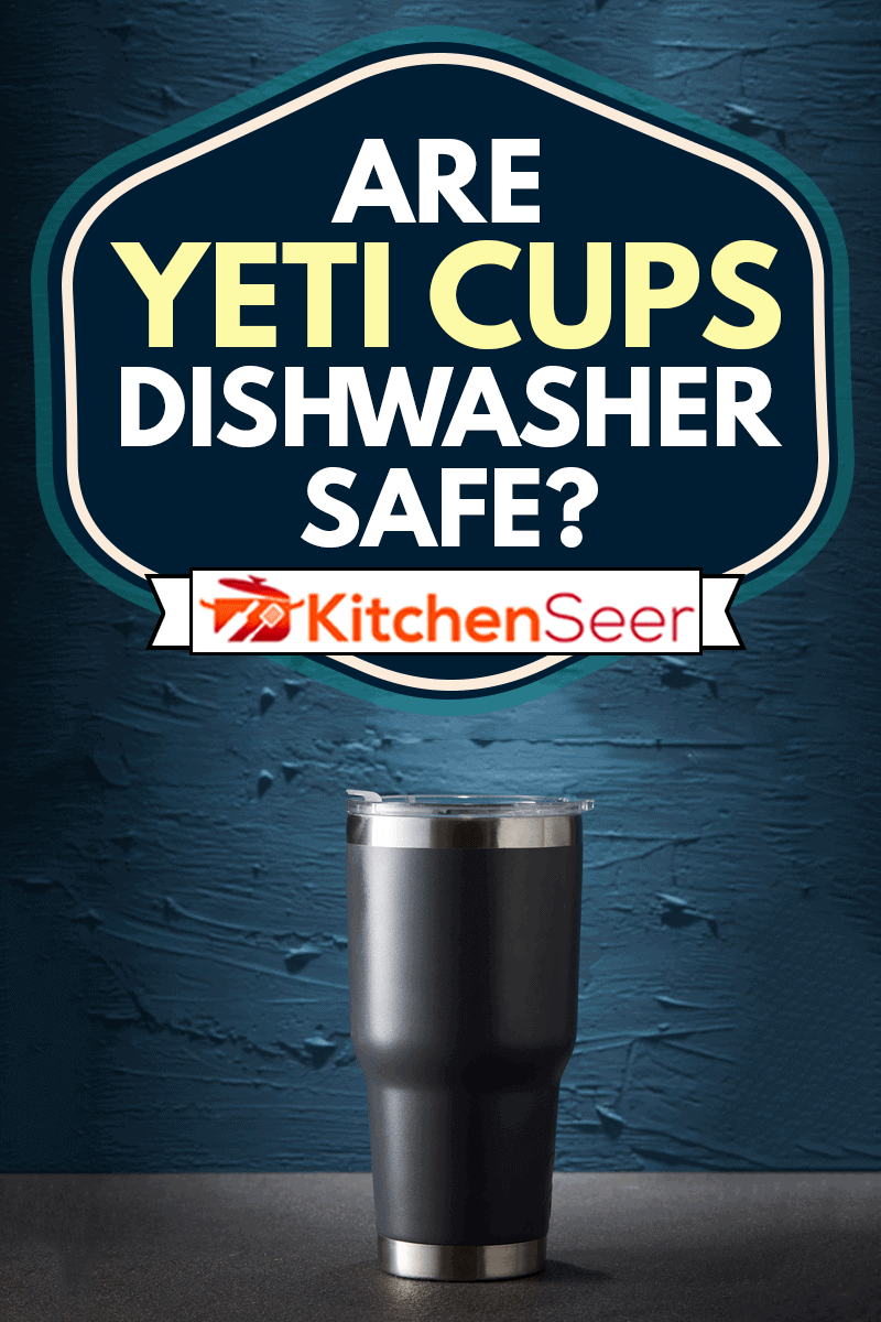 黑色冷杯或钢杯粗糙的背景，雪人杯洗碗机安全吗?