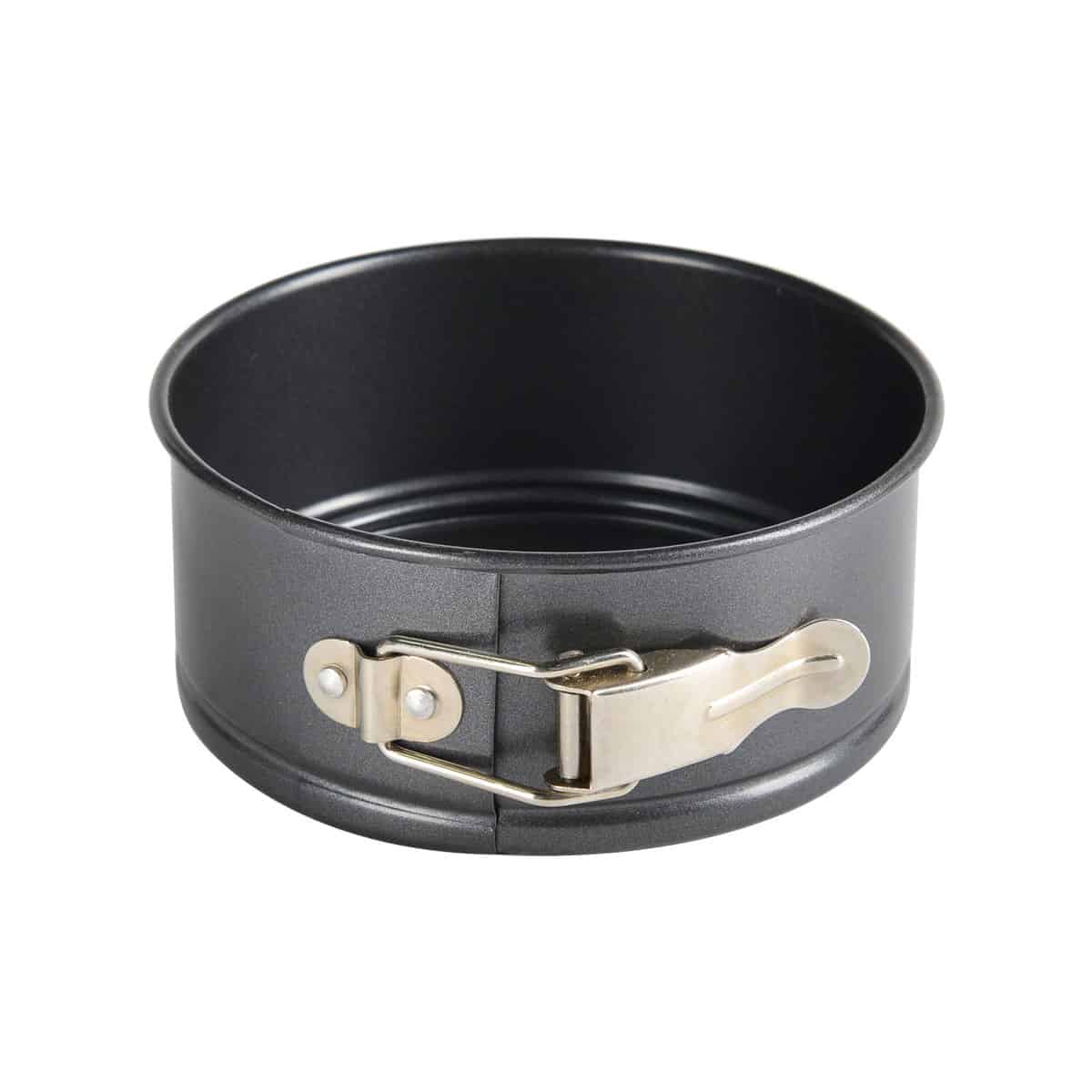 一个弹簧扣平锅放在白色背景