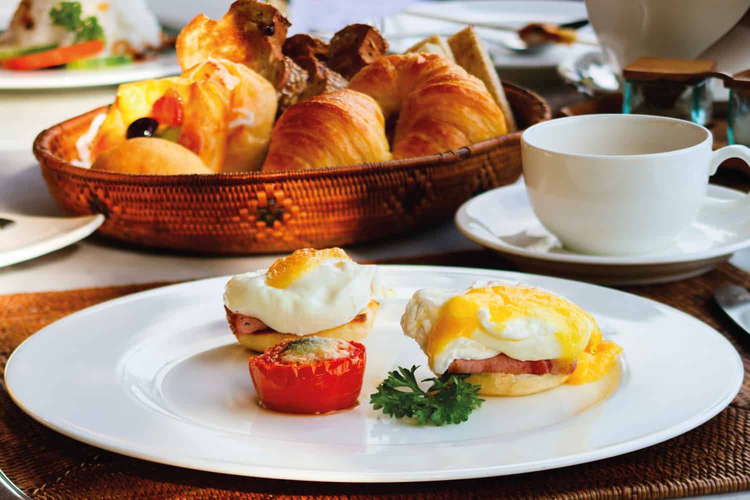 美味的早餐和荷包蛋