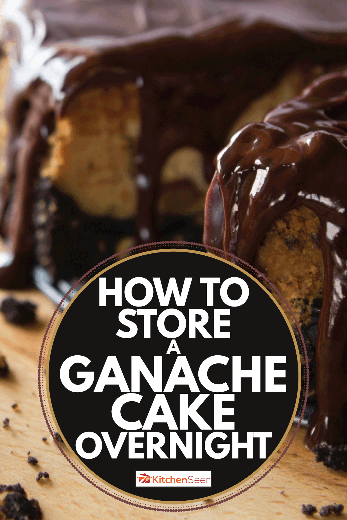 花生黄油芝士蛋糕与饼干地壳和巧克力酱浇头。一夜之间如何存储一个巧克力酱蛋糕吗