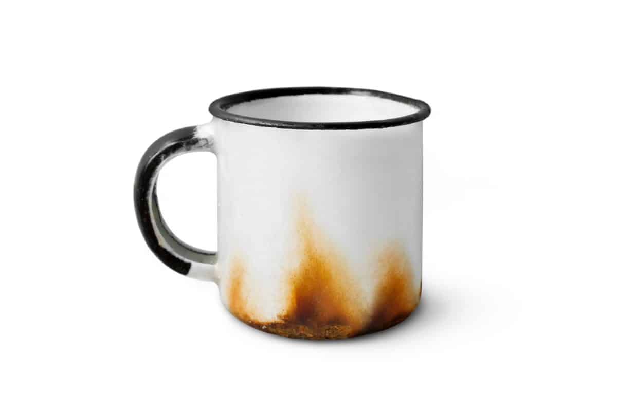 金属杯用金属锈斑孤立在白色背景