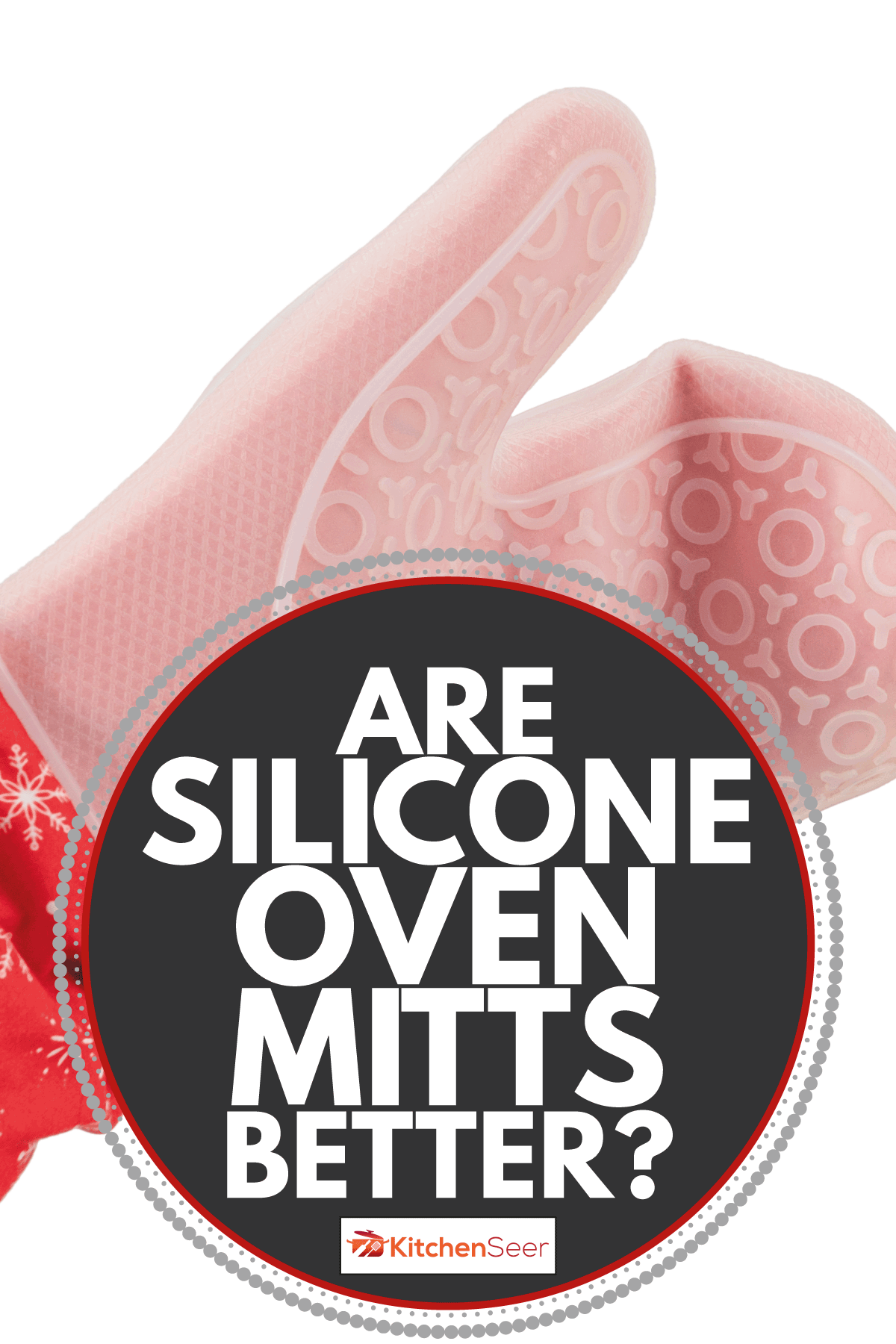 硅胶手套,在一个男人的手。男性的手准备采取热菜。是硅胶烤箱手套更好