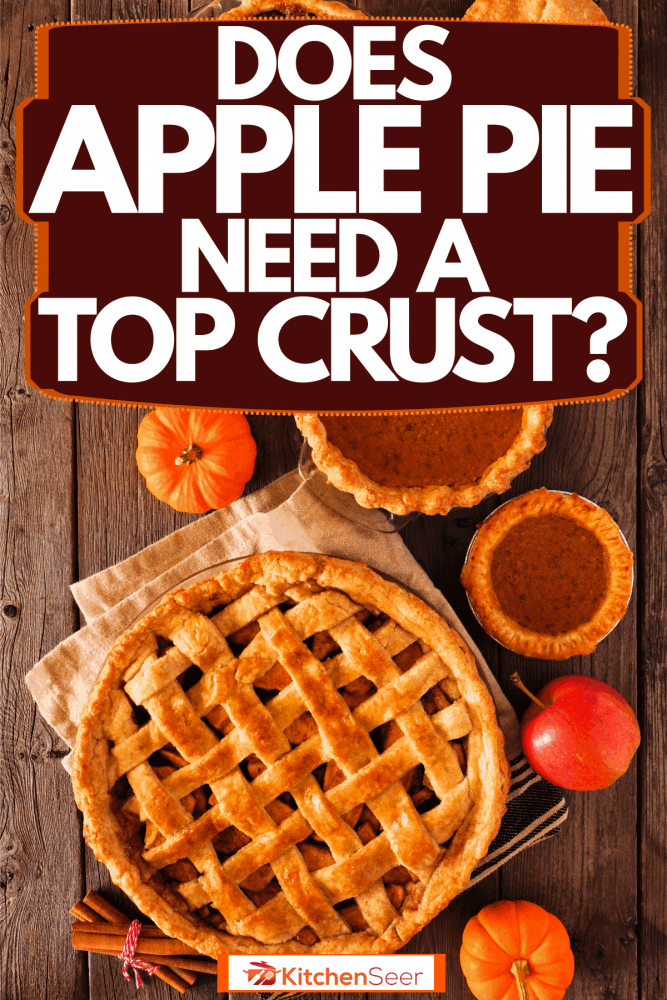 不同大小的苹果派，桌子上有苹果和南瓜，苹果派需要一层皮吗?