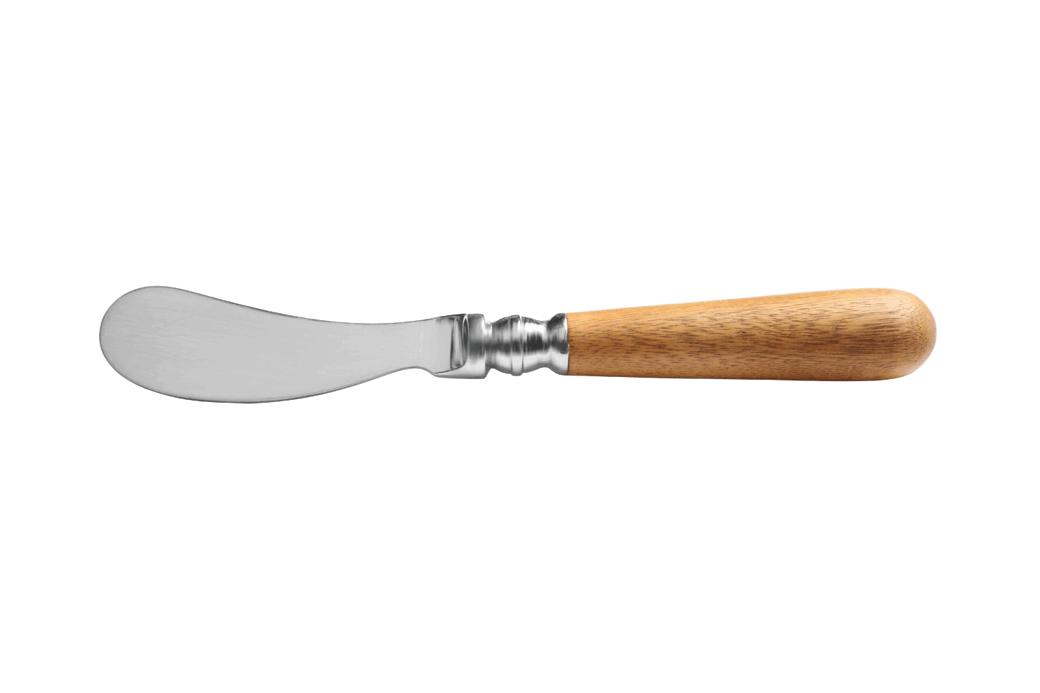 Soft cheese knife with wooden handle isolated on white