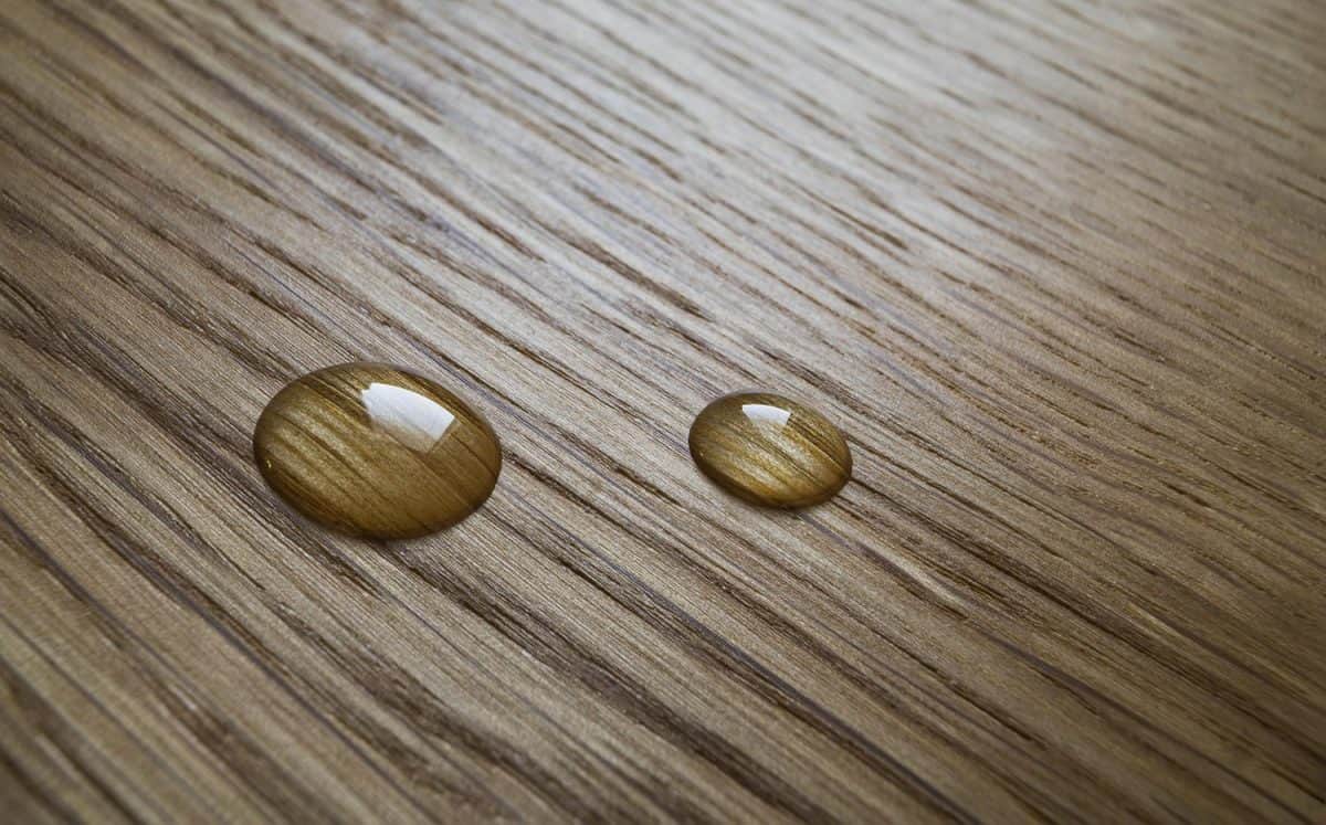 油滴表面上一个木制的橡树