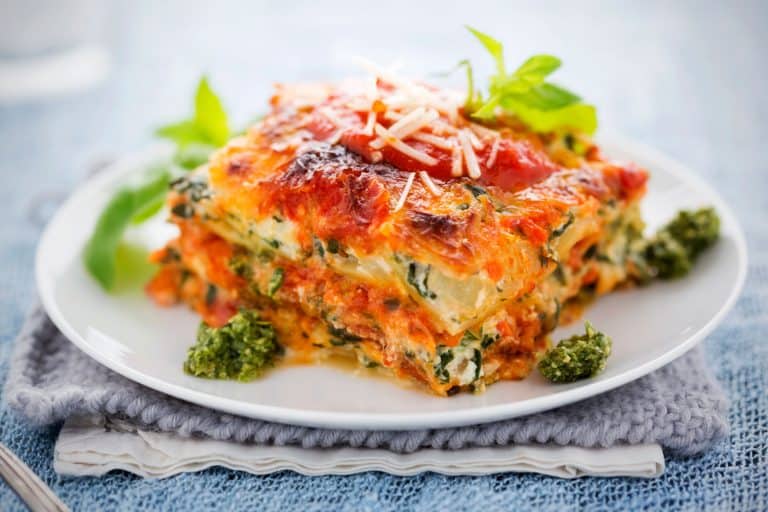 A small plate with fresh and delicious baked lasagna, How To Store Cooked Lasagna Noodles Overnight