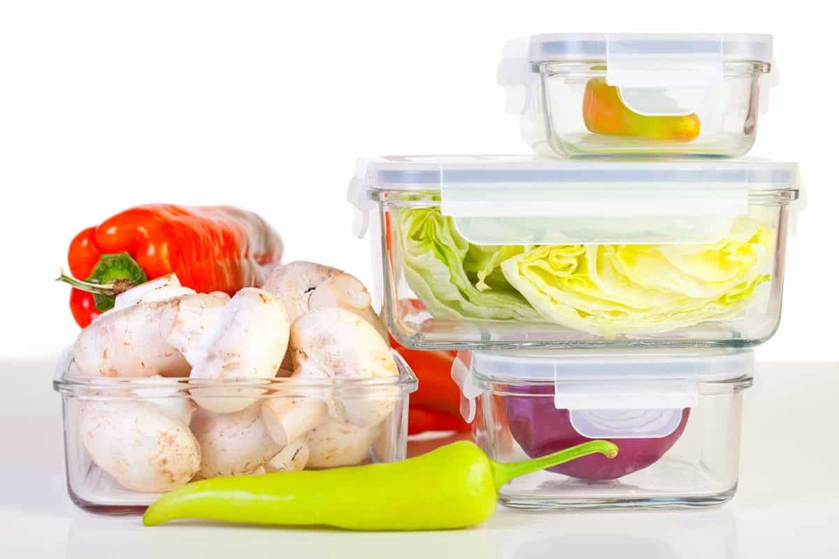 各种蔬菜的可重用的玻璃容器
