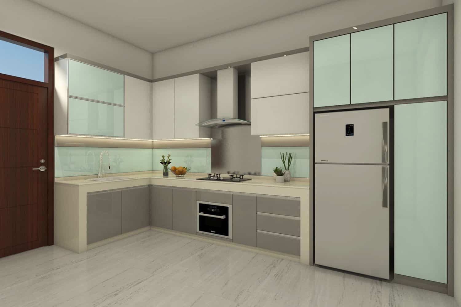 等距灰色厨柜与温暖的中性色雷电竞官网网址