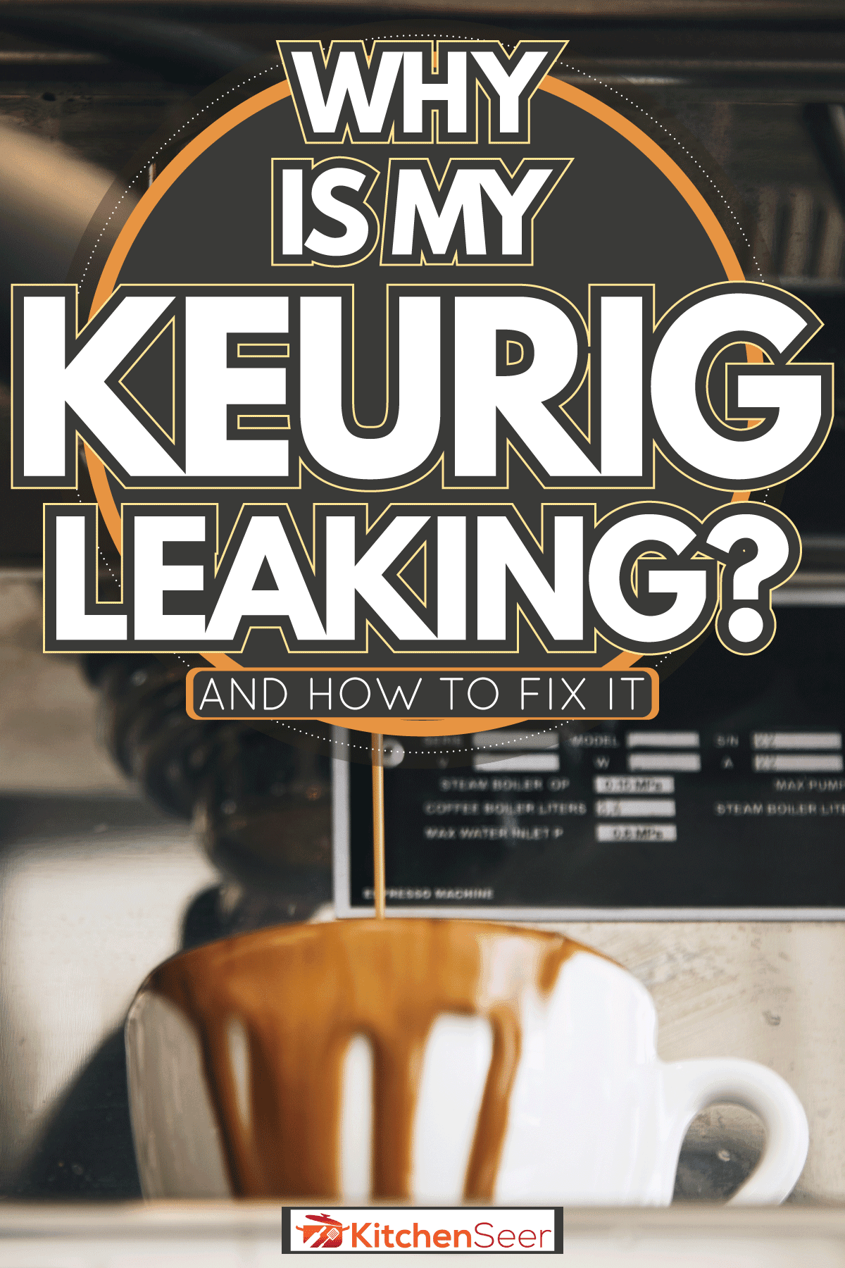 coffee pouring through the bottomless portafilter in white ceramic cup and leaks away, Why Is My Keurig Leaking? And How To Fix It