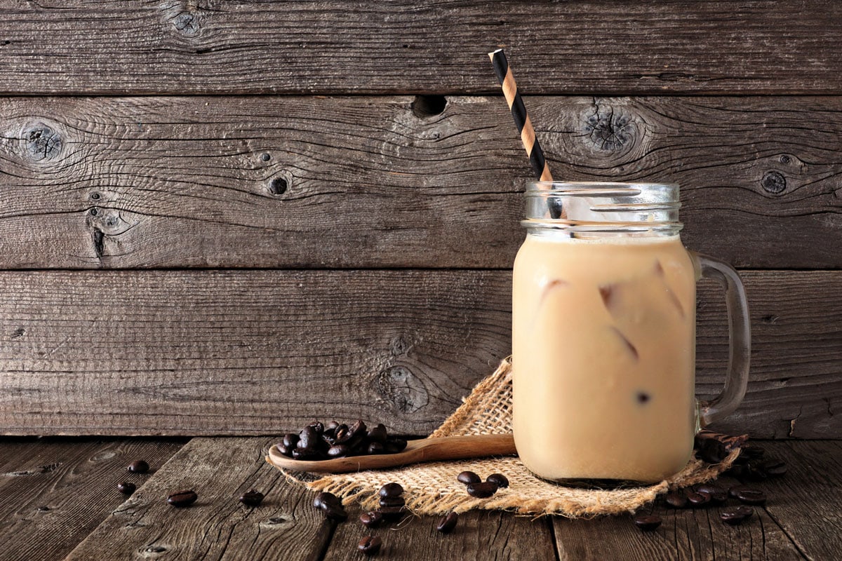 Summer iced coffee in a mason jar