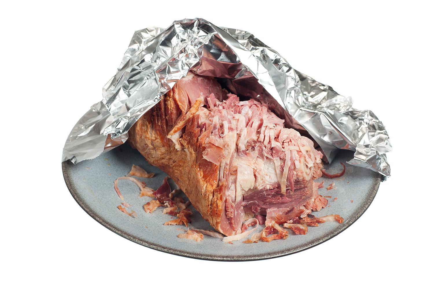 spiral-sliced火腿在盘子里