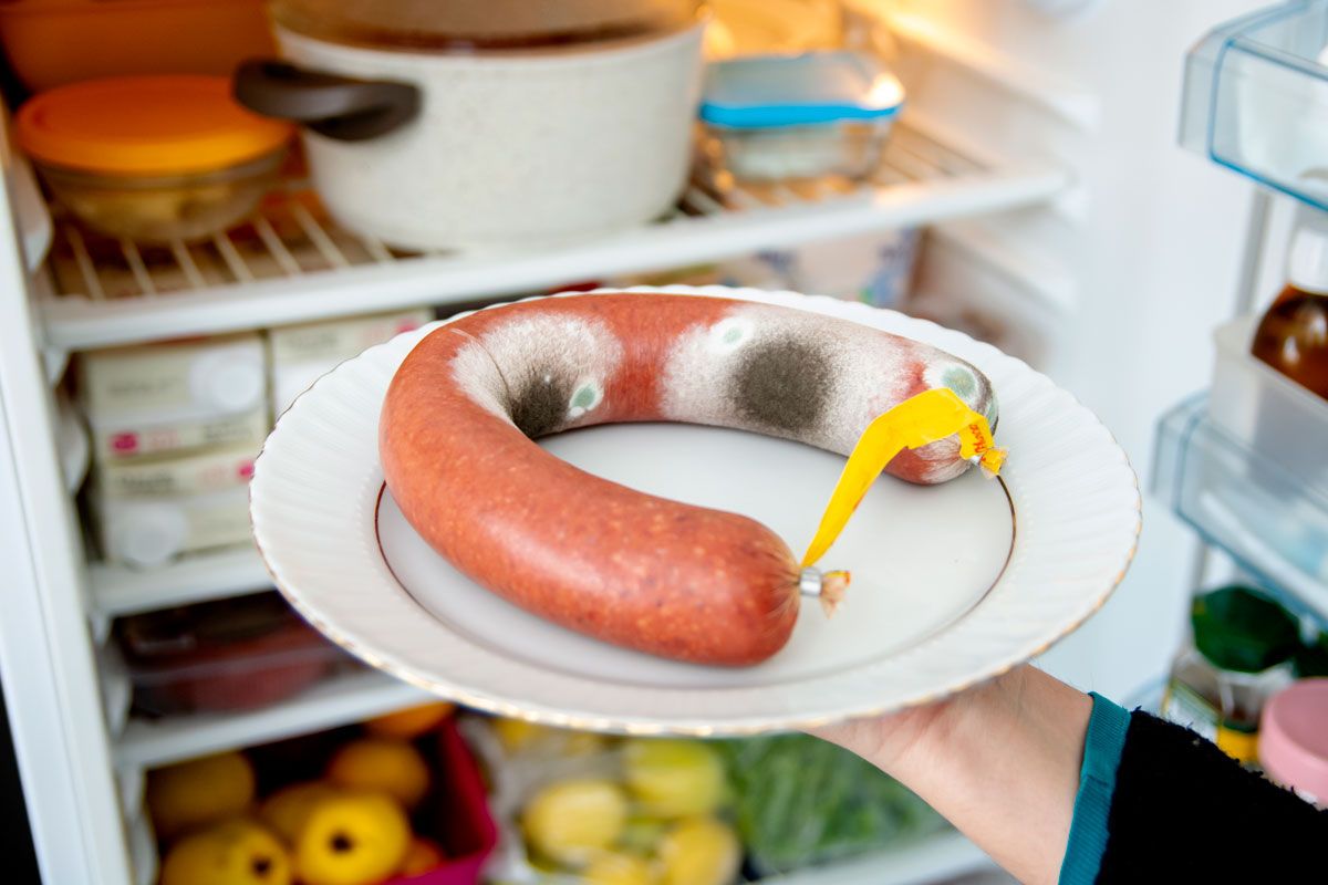 模具积累的香肠