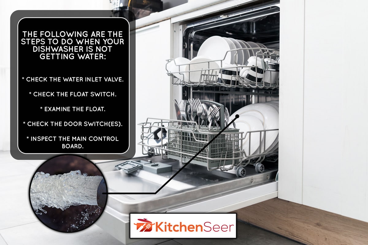 打开洗碗机，白色的厨房里有干净的盘子，厨房辅助洗碗机没有进水或进水——怎么办?雷电竞官网网址