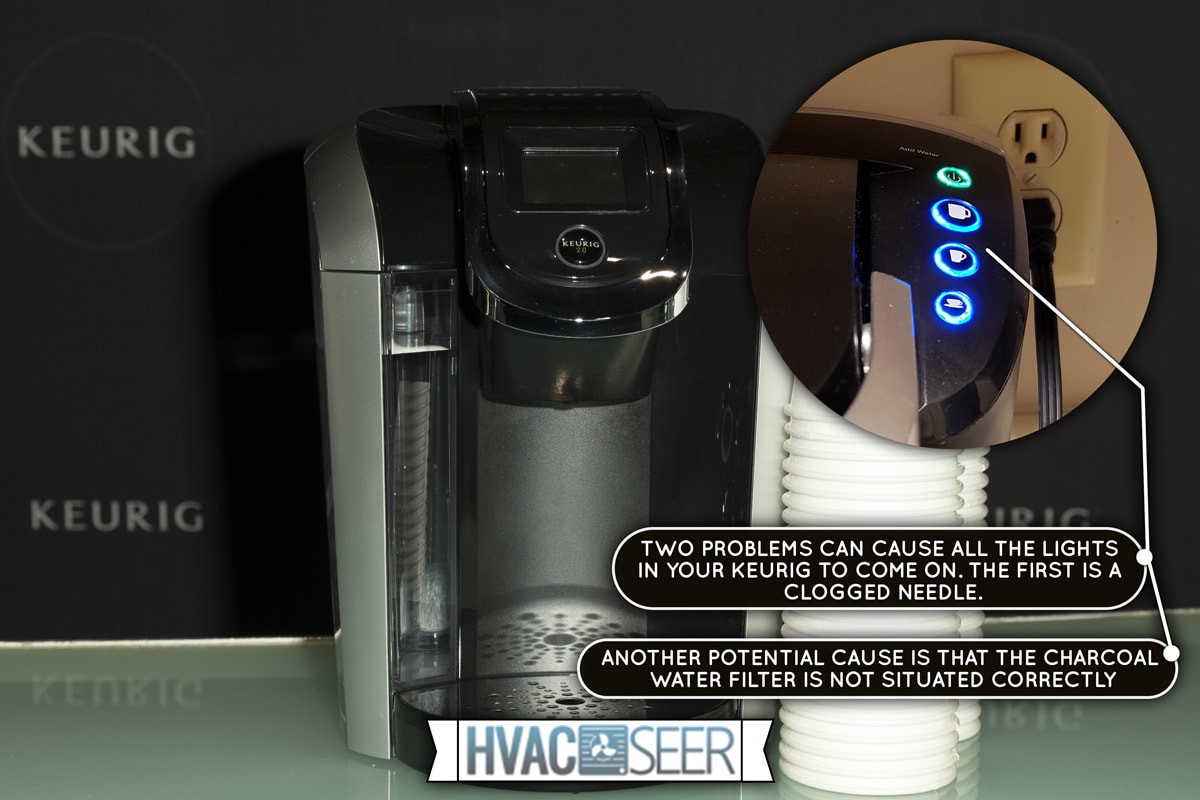 在曼哈顿SVA剧院DUKALE'S DREAM纪录片首映式上展示的Keurig咖啡机，我的Keurig上所有的灯都亮着——怎么了?