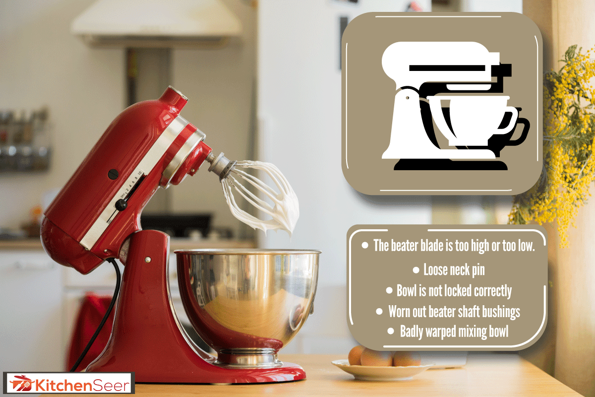 红色和4站混合器混合奶油鸡蛋和表上的塑料制品,厨房助手搅拌头摇摆和反弹——怎么了?雷电竞官网网址