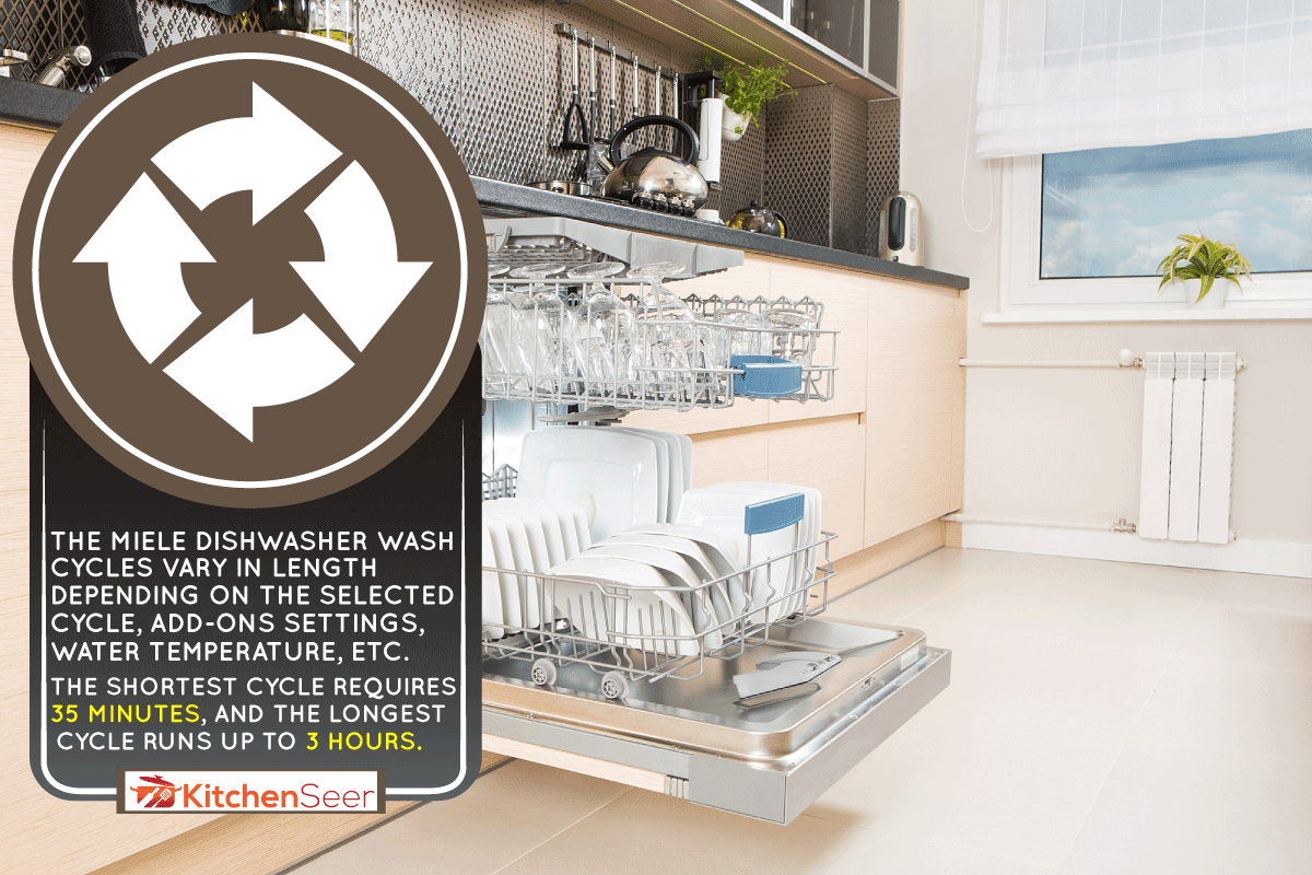 现代厨房洗碗机雷电竞官网网址开满了盘子和玻璃，Miele洗碗机周期多久?