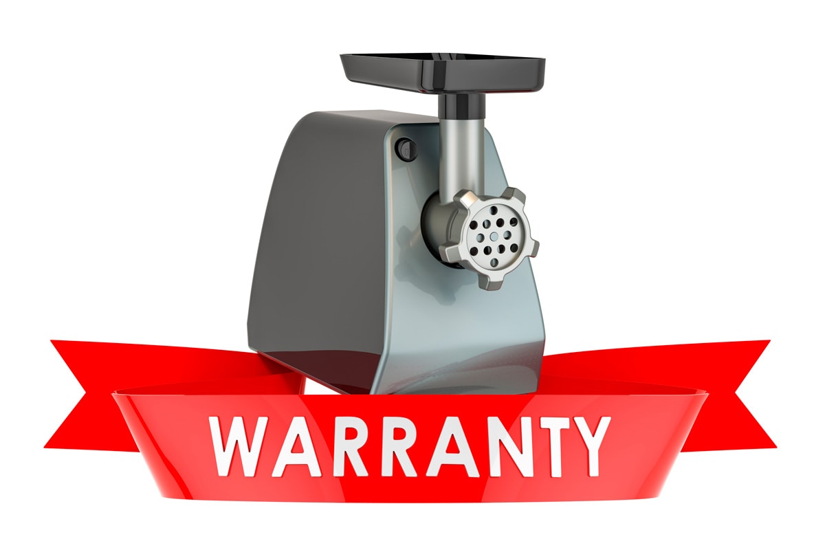 电动切肉机保修概念。三维渲染隔离在白色背景上