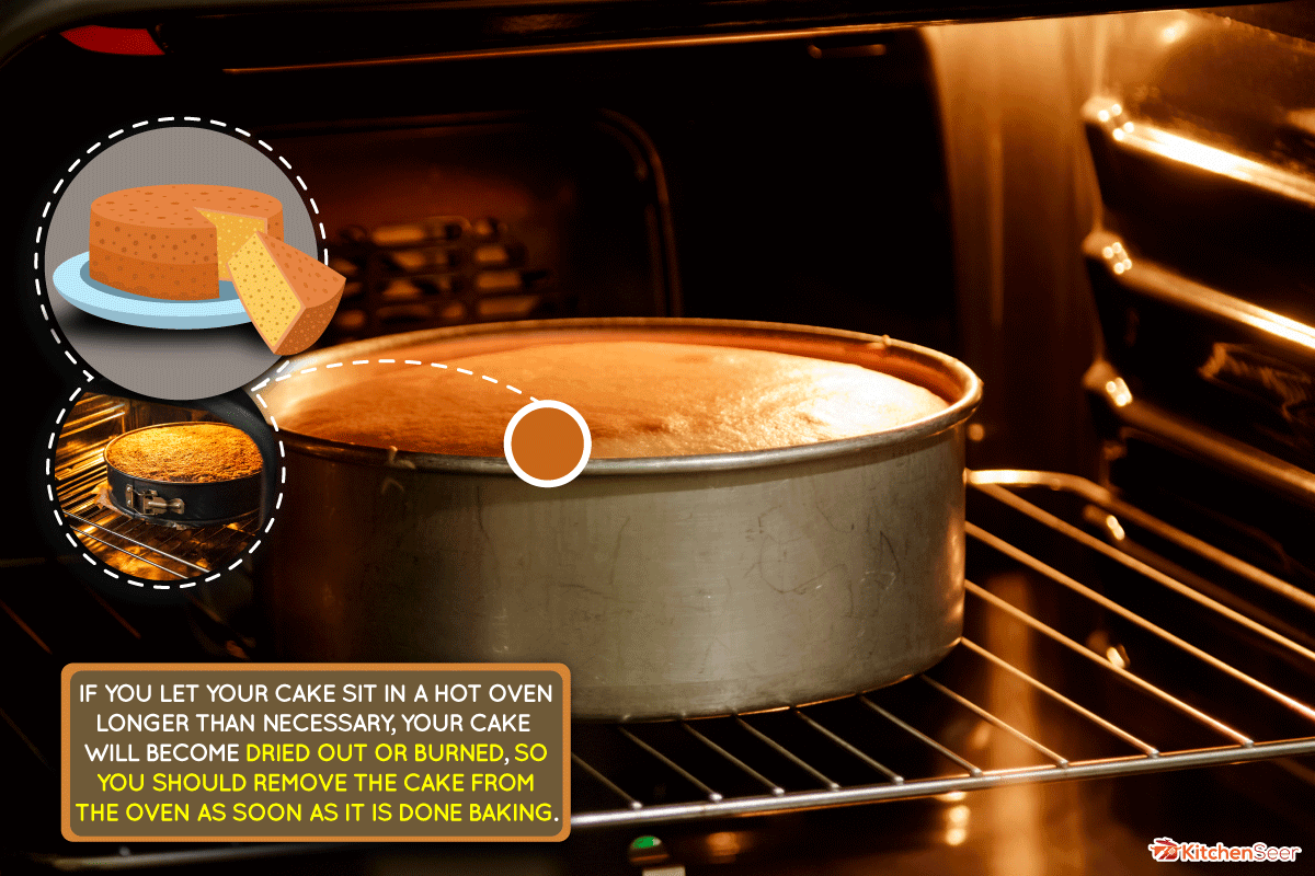 双层蛋糕在热烤箱，自制烘焙，我应该立即从烤箱取出蛋糕吗?