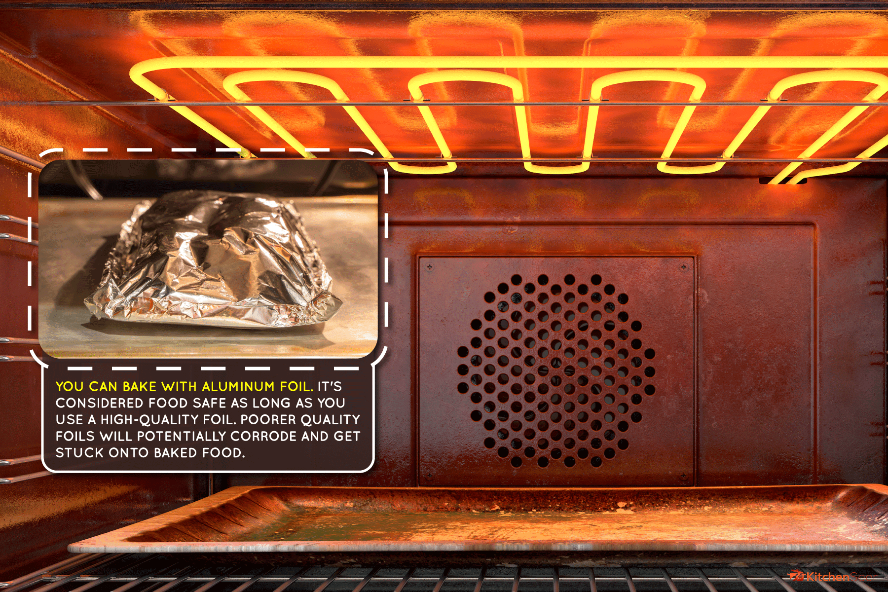 close view inside hot operational household, Can You Bake With Aluminum Foil? [Is It Safe?]