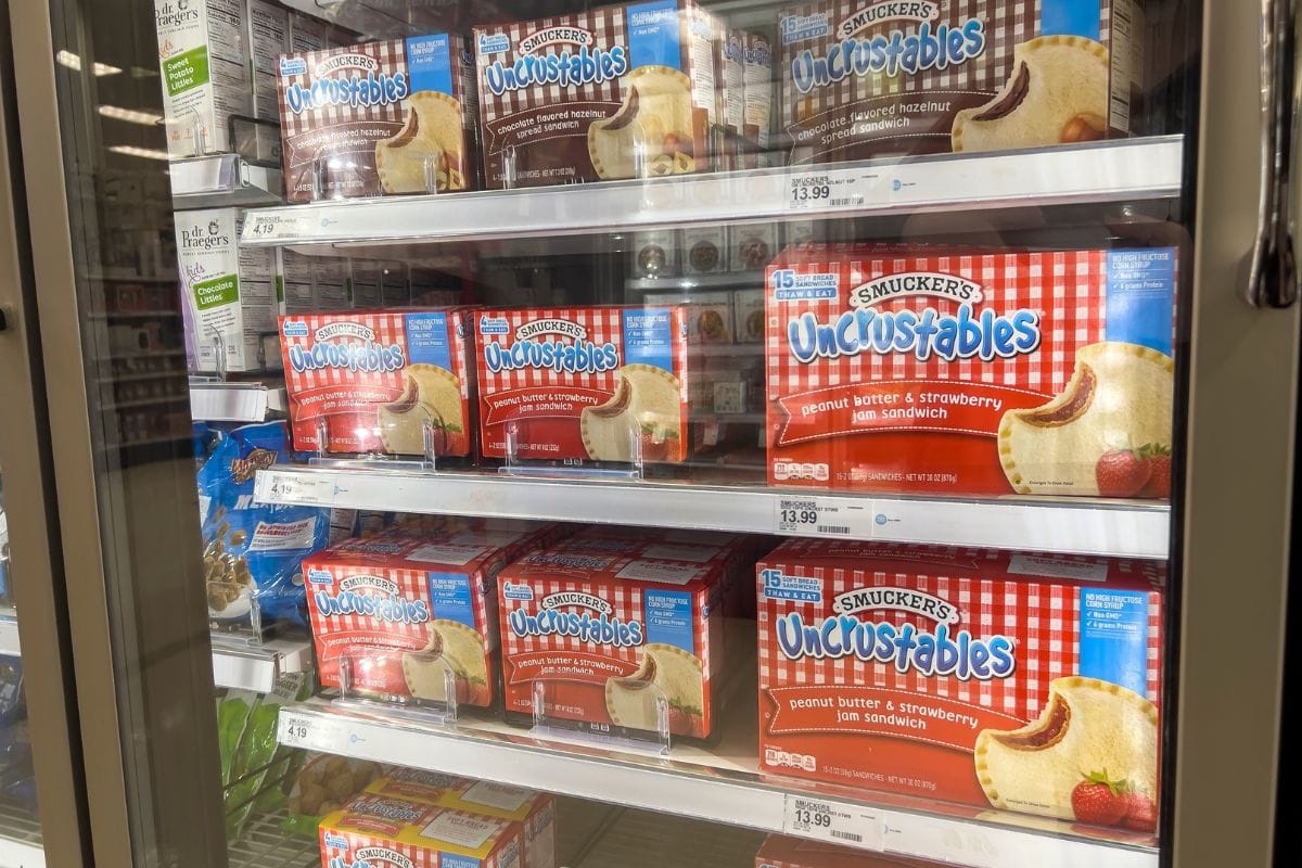 Close up view of Uncrustables for sale in the freezer section of a Target store. - Are You Supposed To Cook Uncrustables