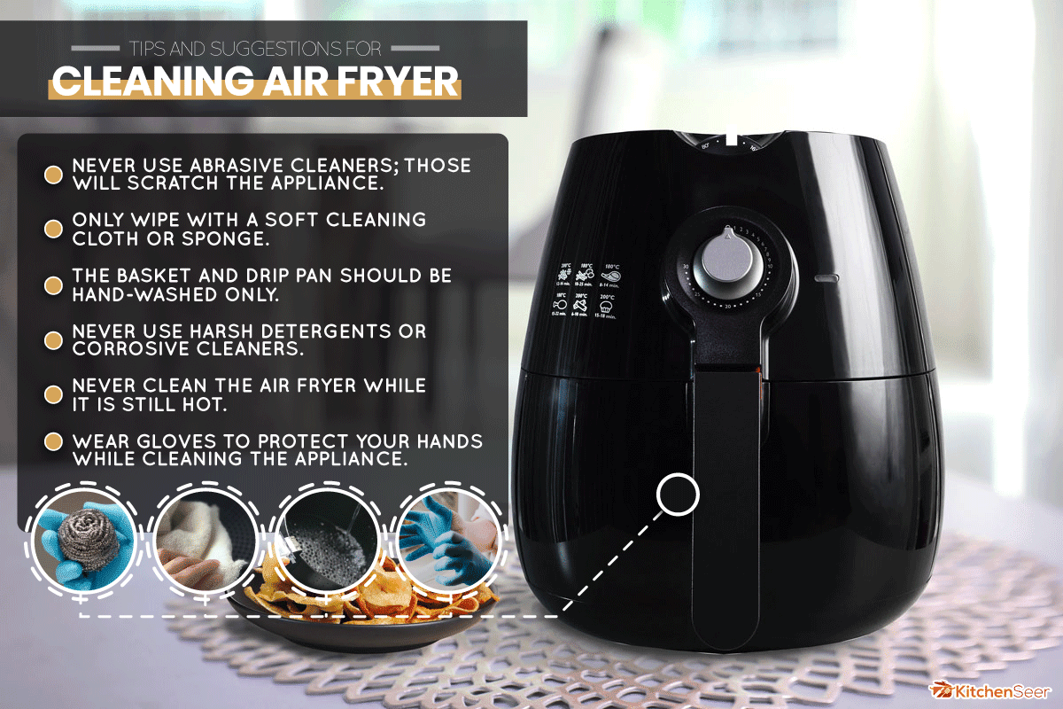 黑色的空气炸锅或无油炸锅设备在餐厅里灰色的桌子上黑色小菜油炸香蕉片,空气炸锅里得到热在外面?雷竞技下载app官网