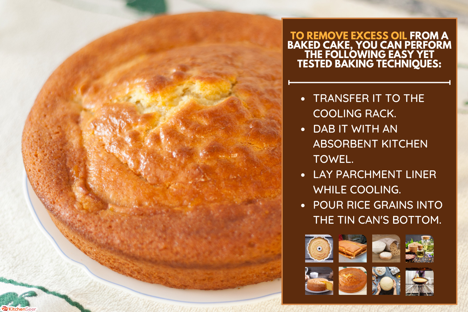 自制蛋糕，配料有面粉、鸡蛋、糖、酵母、柠檬皮、酸奶和很多爱，放在厨房桌子上的白色盘子上，上面有茶巾。雷电竞官网网址传统的蛋糕简单易行的概念。-如何从烤蛋糕中去除多余的油