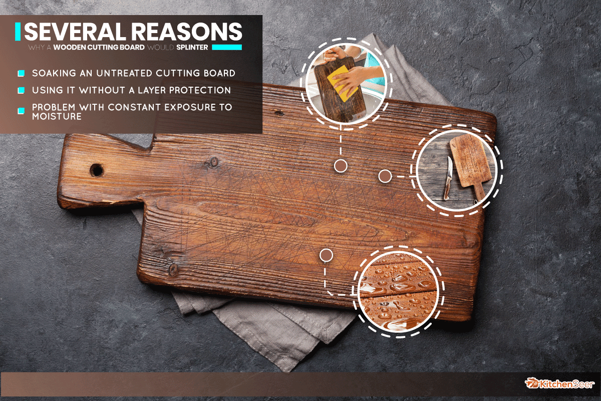 Old cutting board over towel on stone kitchen table. Top view flat lay, Why Is My Wooden Cutting Board Splintering?