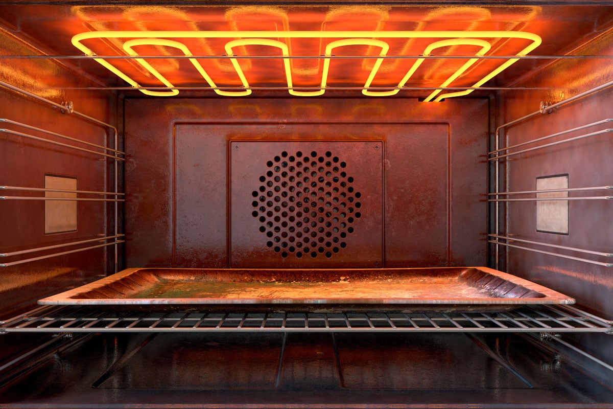 close view inside hot operational household