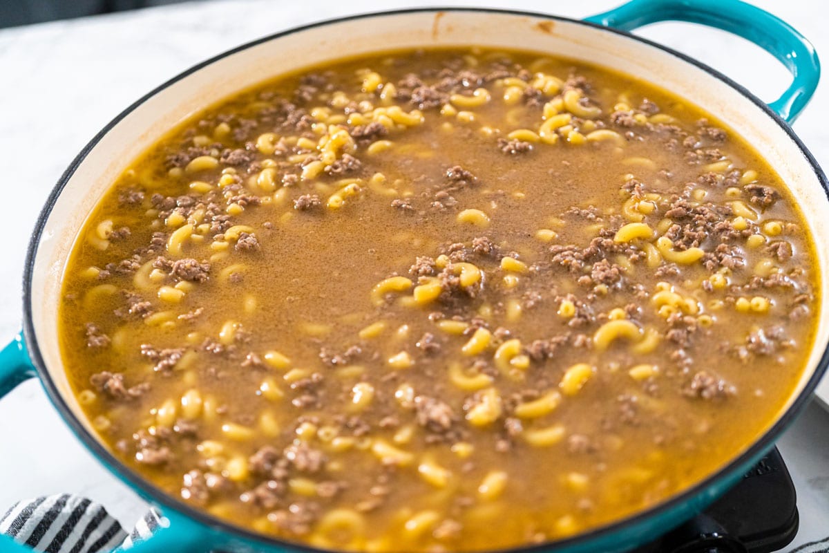 cooking-homemade-hamburger-helper-enameled-cast