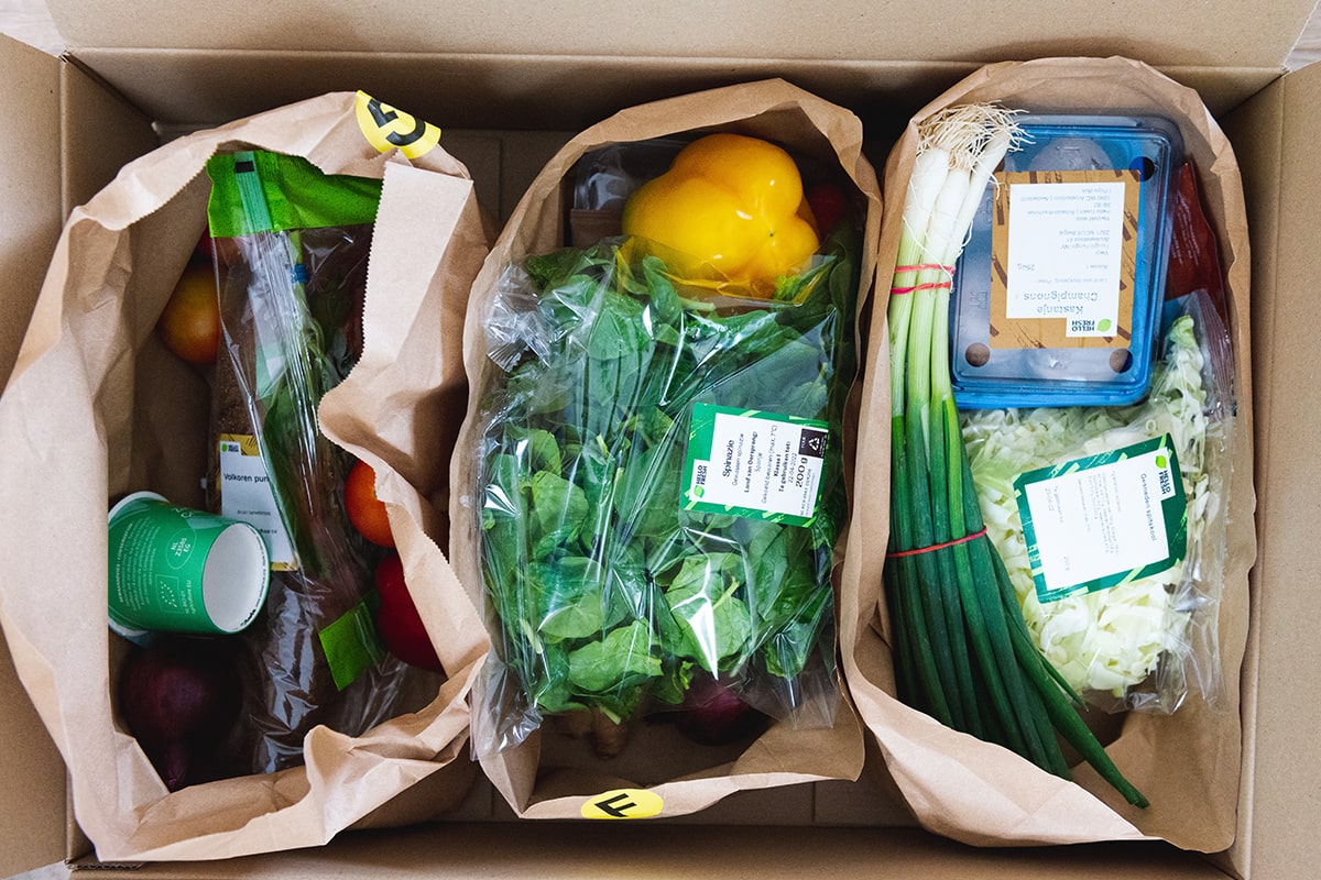 Hello Fresh meal box on a kitchen table