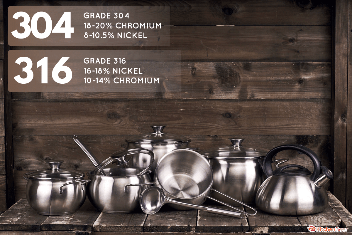Stainless steel pots in the wooden table with a wooden background, Is 18/10 Stainless Steel Safe & Good Quality For Cooking?