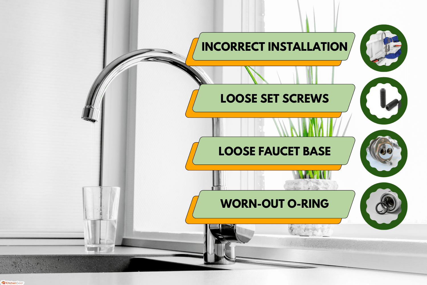 金属在厨房水龙头,δ厨房水龙头处理是雷电竞官网网址宽松的,如何修复它”width=