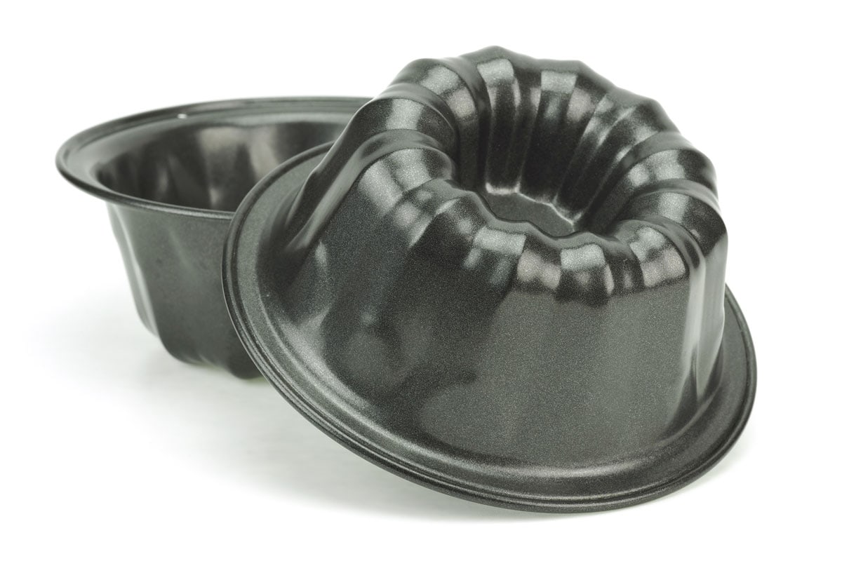 cake pan on white background close up